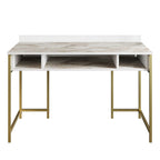 Tumata 47'' Wide Metal Wood Computer Desk with Open Shelves