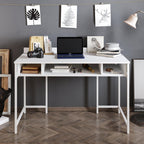 Tumata 47'' Wide Metal Wood Computer Desk with Open Shelves