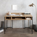 Tumata 47'' Wide Metal Wood Computer Desk with Open Shelves