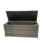 Outdoor Storage Box, Wicker Patio Deck Boxes With Lid, Outdoor Cushion Storage For Kids Toys, Pillows, Towel, Wicker
