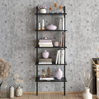 Piante 68 inches Tall Metal Manufactured Wood Accent Ladder Bookcase