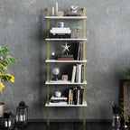 Piante 68 inches Tall Metal Manufactured Wood Accent Ladder Bookcase