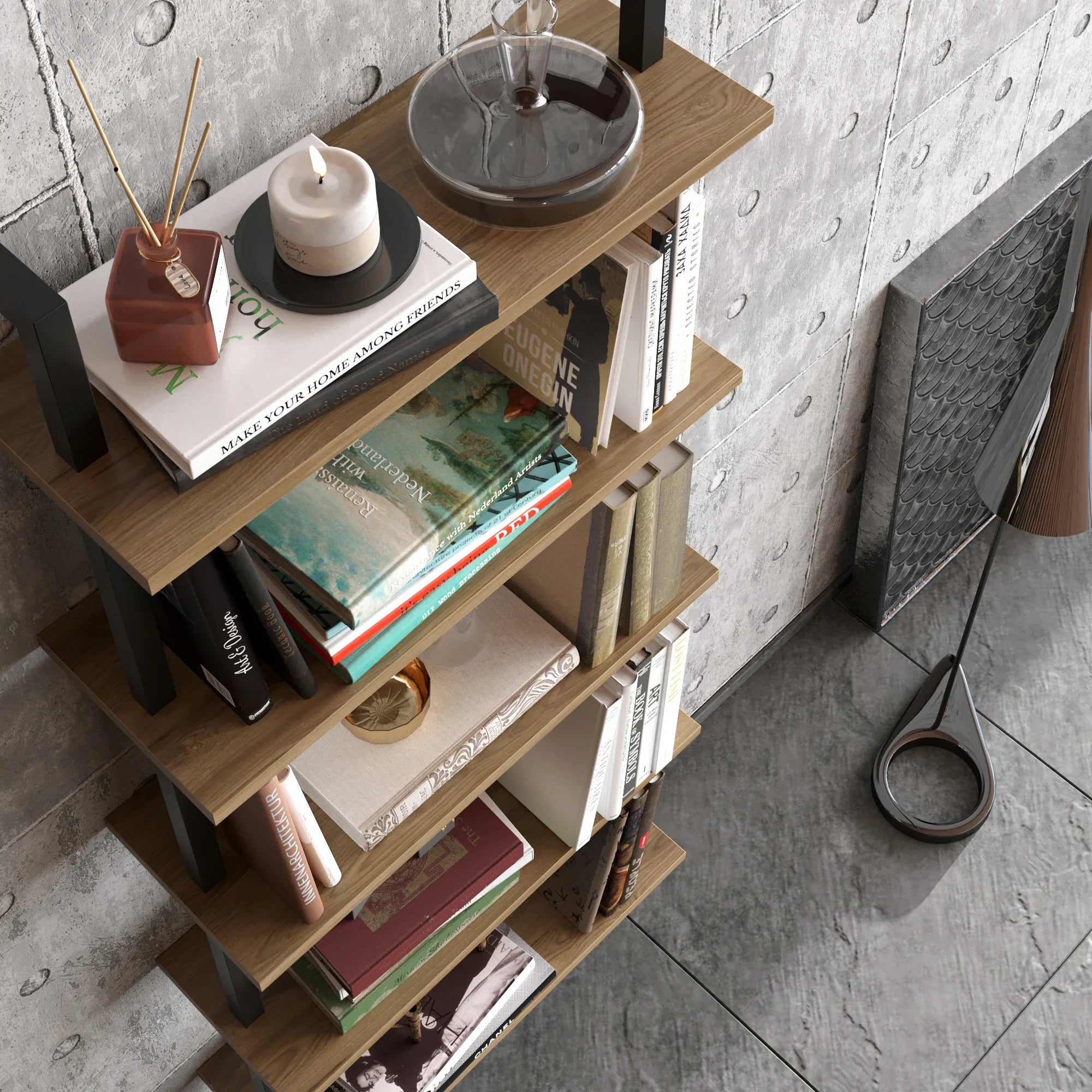 Piante 68 inches Tall Metal Manufactured Wood Accent Ladder Bookcase
