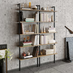 Piante 68 inches Tall Metal Manufactured Wood Accent Ladder Bookcase