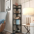 Remo 63 inch Tall Industrial Corner Bookcase with Metal Frame