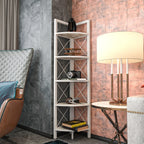 Remo 63 inch Tall Industrial Corner Bookcase with Metal Frame