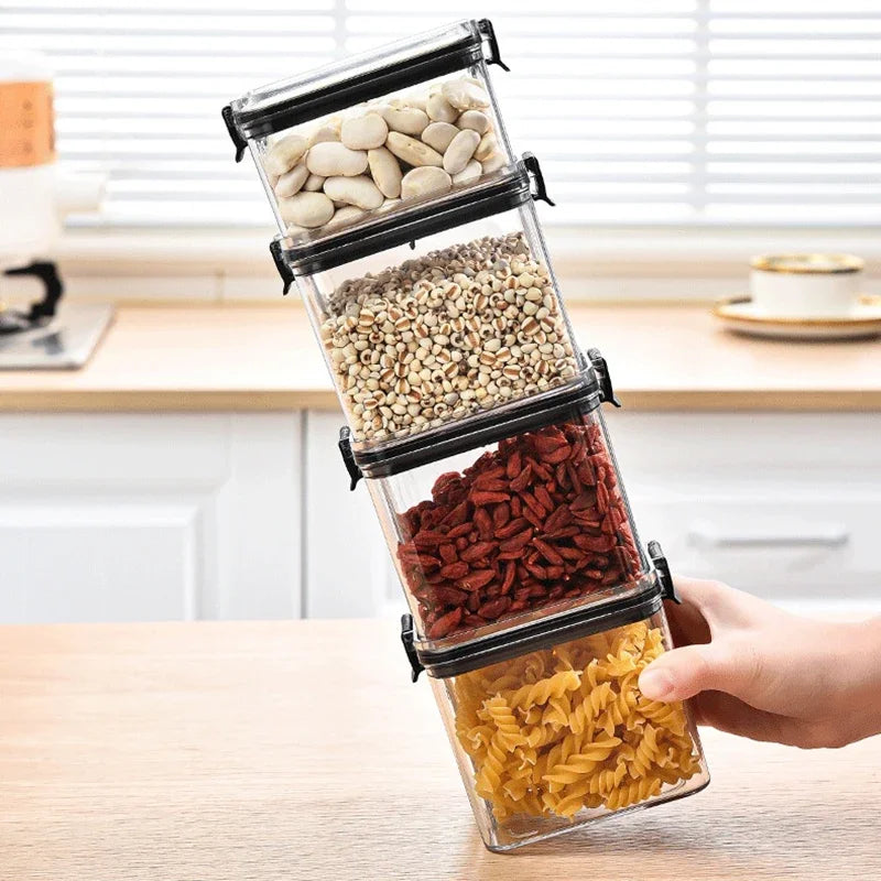 1-4PCS Sealed Jars Kitchen Organizer Grain Storage Boxes Large Capacity Sealed Container Seasoning Jars Set Fresh-keeping Tank