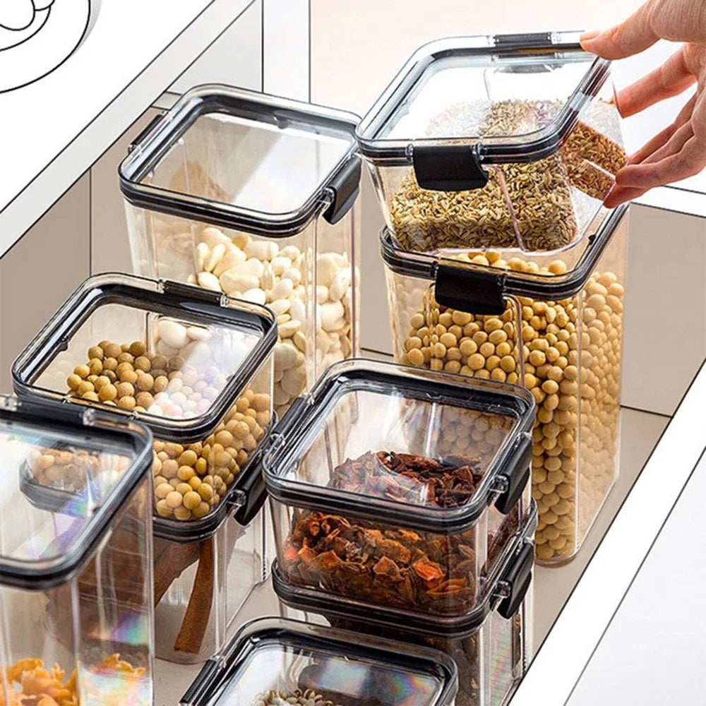 1-4PCS Sealed Jars Kitchen Organizer Grain Storage Boxes Large Capacity Sealed Container Seasoning Jars Set Fresh-keeping Tank