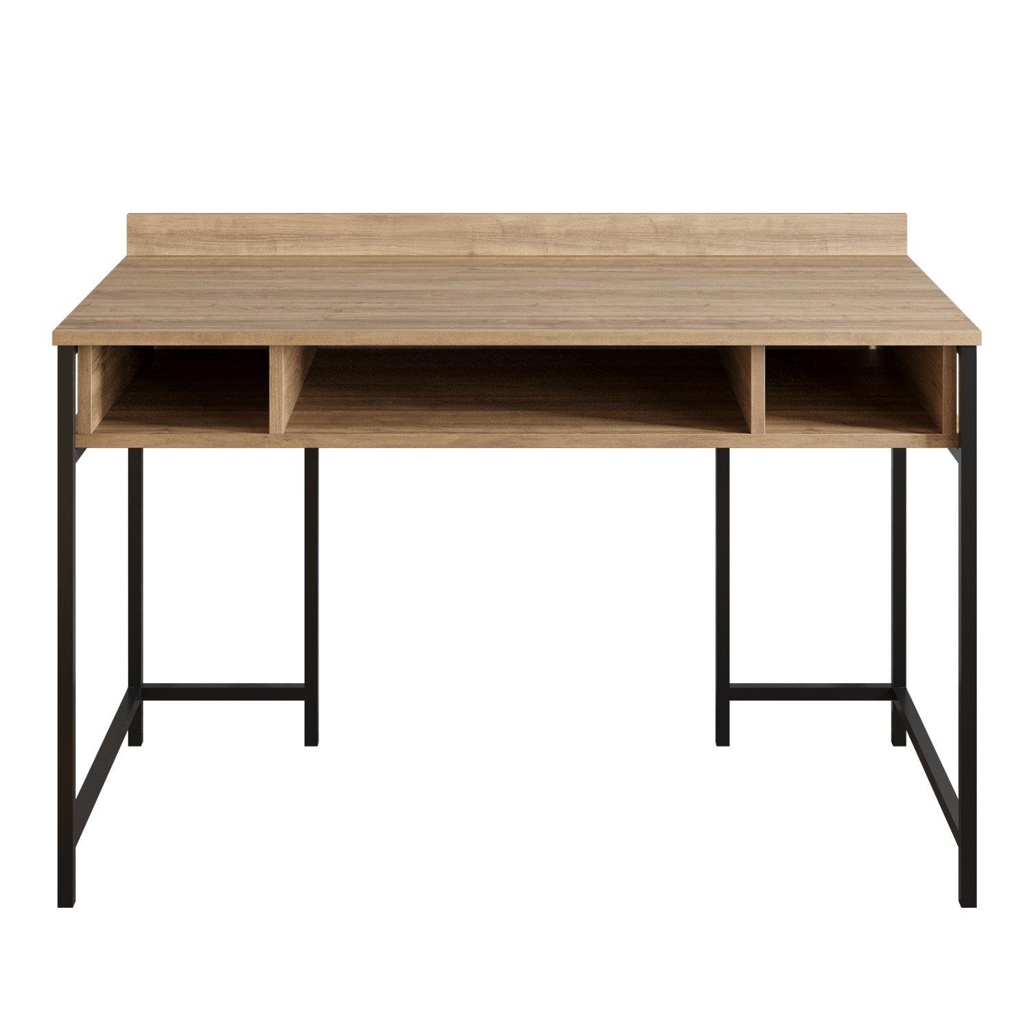 Tumata 47'' Wide Metal Wood Computer Desk with Open Shelves