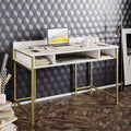 Tumata 47'' Wide Metal Wood Computer Desk with Open Shelves