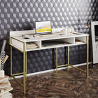 Tumata 47'' Wide Metal Wood Computer Desk with Open Shelves