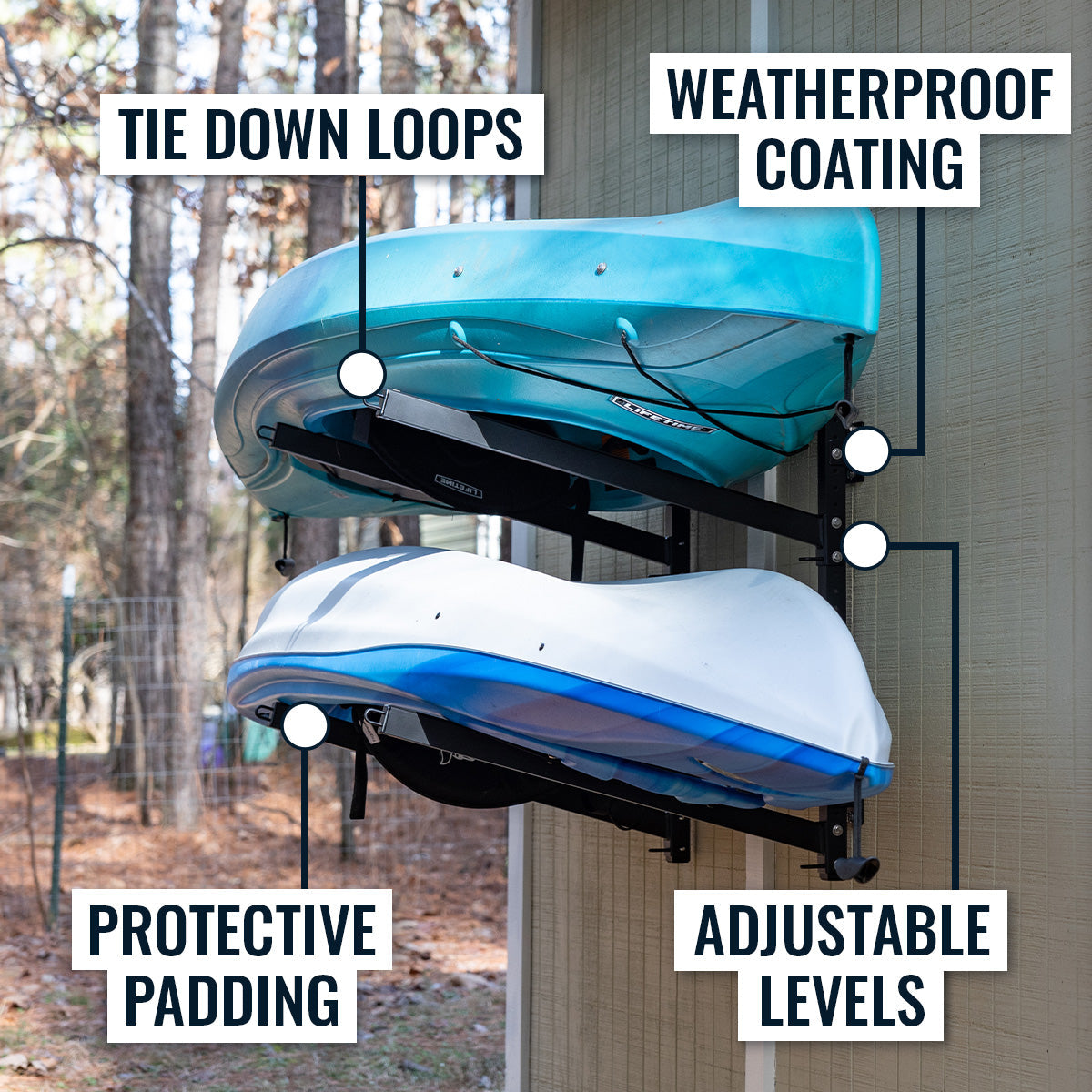 Shenandoah Kayak Rack | Outdoor Adjustable Storage | 2 Levels