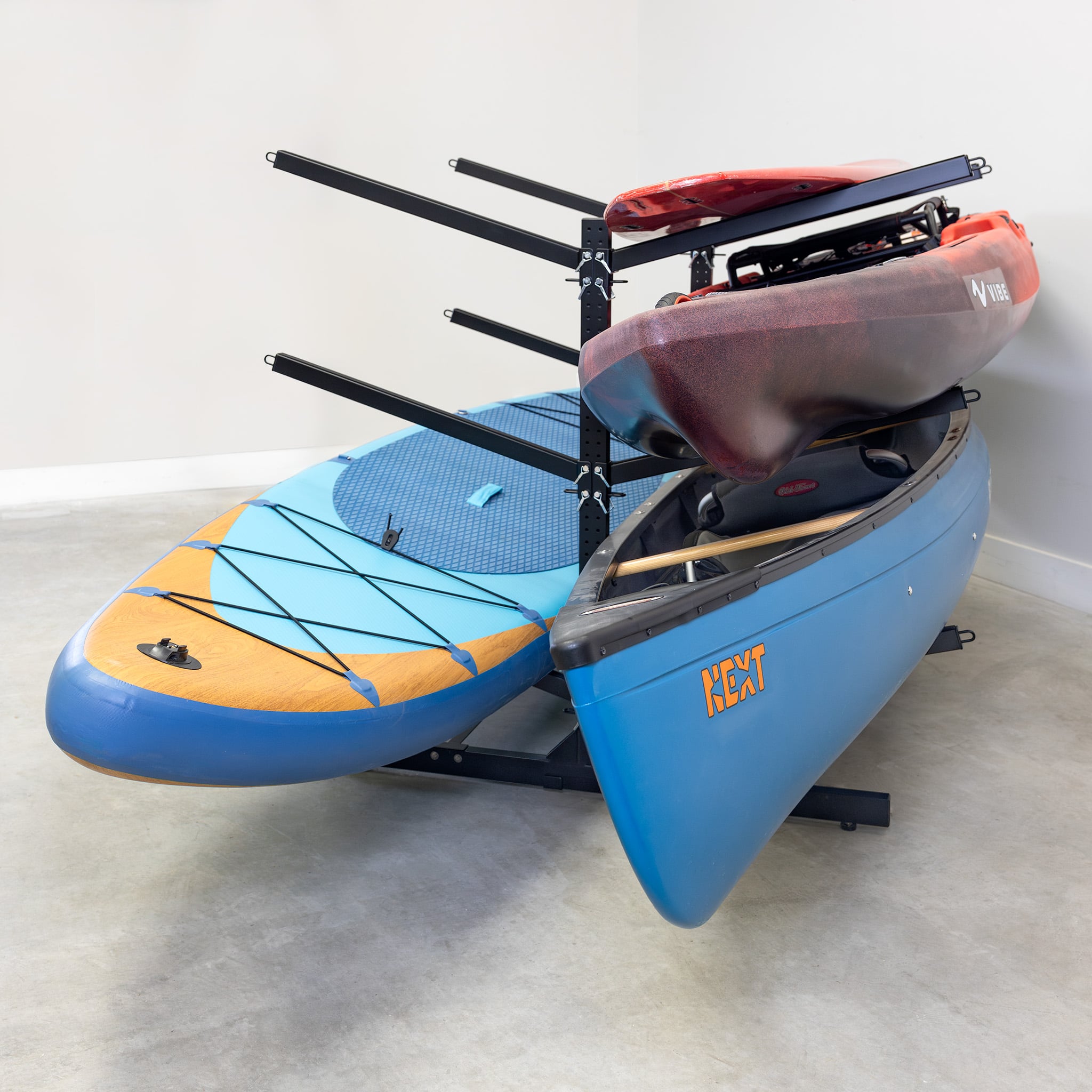 Freestanding 6-Level Double-Sided Kayak & Paddleboard Storage Rack – Black