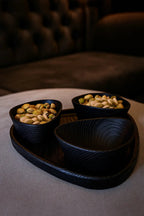 Handcrafted Luxury Wooden Nut Bowl Set with Tray